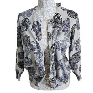 Izod women's long sleeve gray & purple cardigan sweater, 1X